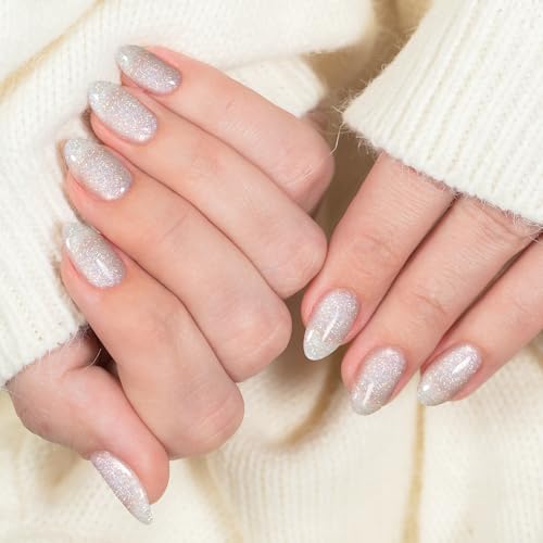 Semi Cured Gel Nail Strips-Easy Apply Christmas Gel Nail Stickers Holiday Semi Cured Manicure Strips with Sparkling Xmas Designs (Classic Yule)