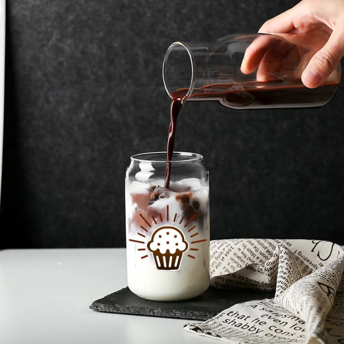 VING 48 Pack 16oz Sublimation Clear Glass Mug Blank Beer Glasses Coke Can Shaped Glass Tumbler Cups Bottles Jars with Bamboo Lid and Glass Straw