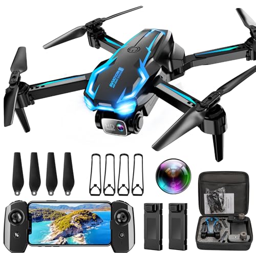 2K HD FPV Drone with Camera for Adults - Altitude Hold, One-Key Takeoff/Landing, 3 Speed Modes, Headless Mode, 2 Batteries, Foldable & Portable, Best Gifts for Beginners, Teen Boys & Girls