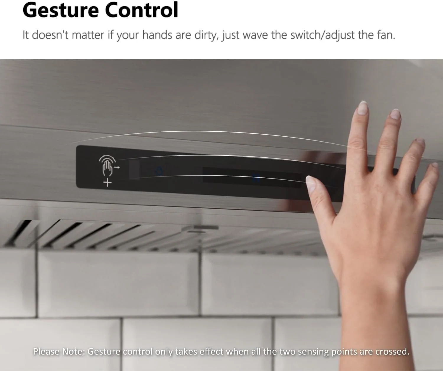 IKTCH 30 inch Wall Mount Range Hood 900 CFM Ducted/Ductless Convertible, Kitchen Chimney Vent Stainless Steel with Gesture Sensing & Touch Control Switch Panel, 2 Pcs Adjustable Lights(IKP02-30)