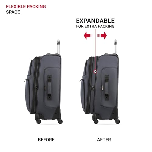 SwissGear Sion Softside Expandable Luggage, Black, Checked-Large 29-Inch