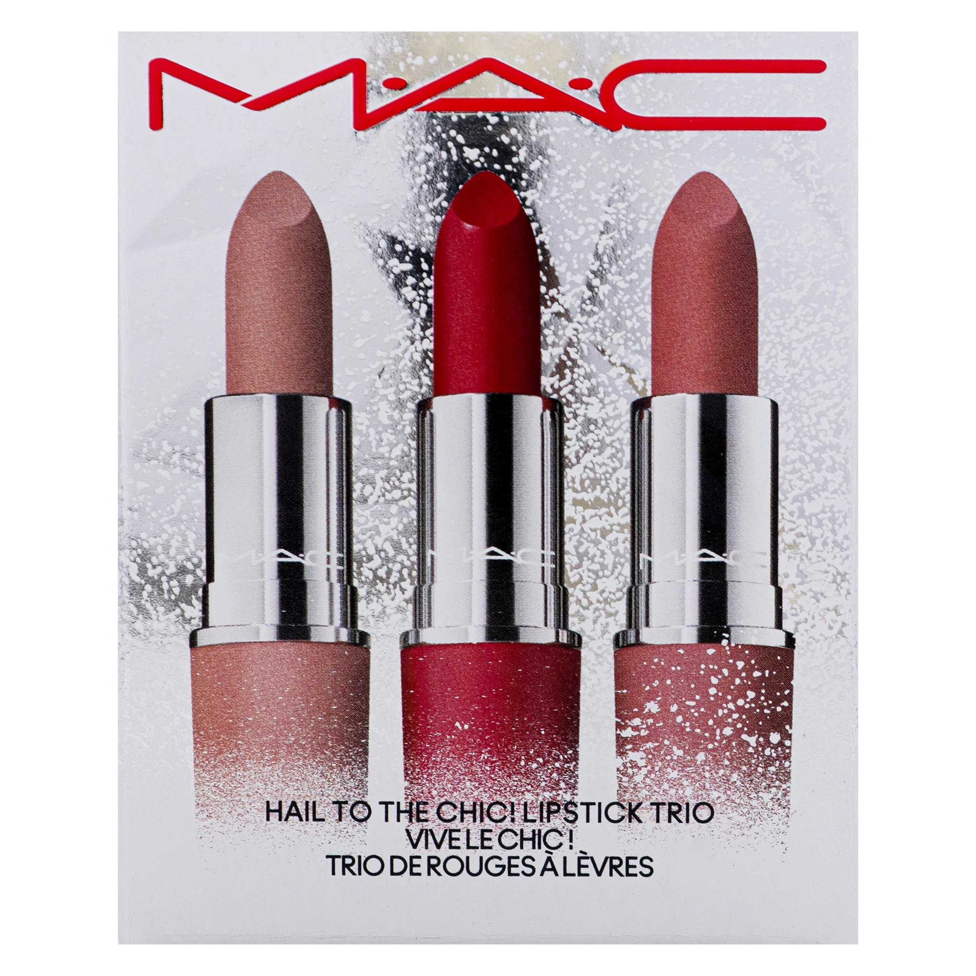 MAC Hail To The Chic Lipstick Trio , 3 Pc 0.10oz Powder Kiss Lipstick - 931 Teddy, 0.10oz Powder Kiss Lipstick - 923 Stay Curious, 0.10oz Retro Matte Lipstick - 707 Rudy Woo