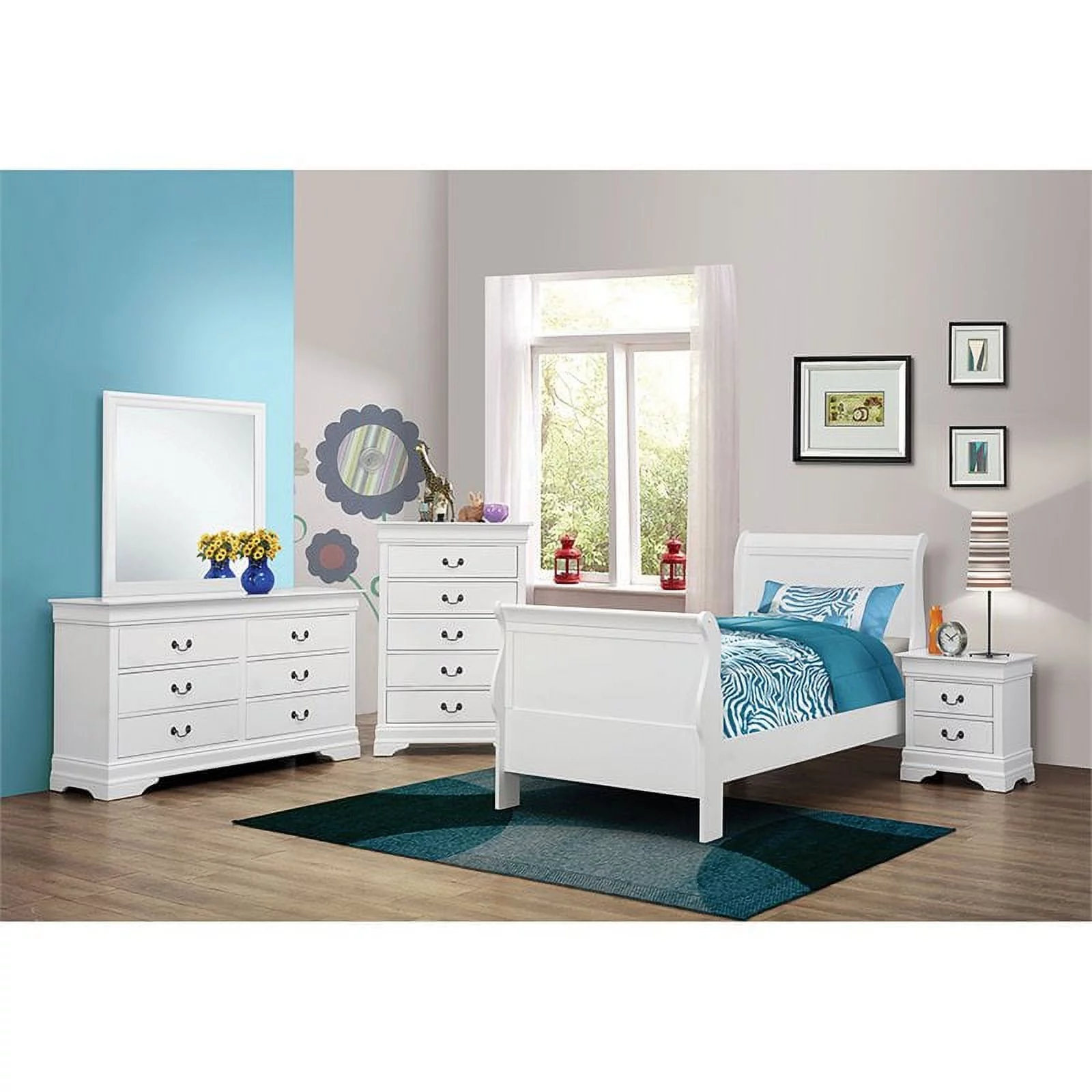 Kingfisher Lane Louis Philippe 6 Drawer Double Dresser in White