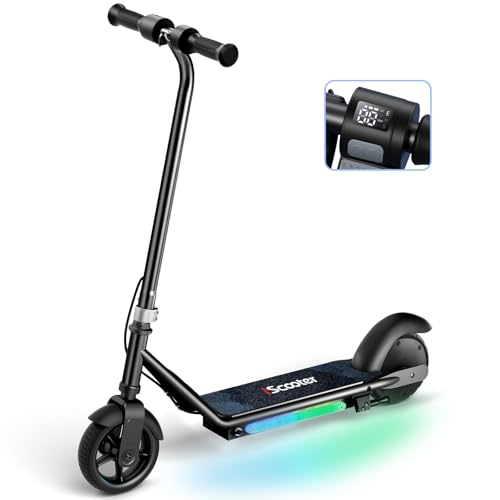 iScooter IK3/IK3Pro Electric Scooter for Kids Ages 6-12, 150W Motor, LED Display, 3 speeds Adjustable,3 Adjustable Heights(IK3Pro),Colorful Lights, Double Brake,Magnetic Charging