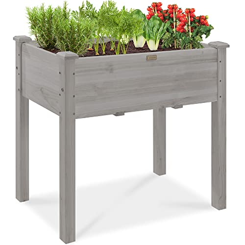Best Choice Products 72x23x30in Raised Garden Bed, Elevated Wood Planter Box Stand for Backyard, Patio, Balcony w/Divider Panel, 6 Legs, 300lb Capacity - Natural