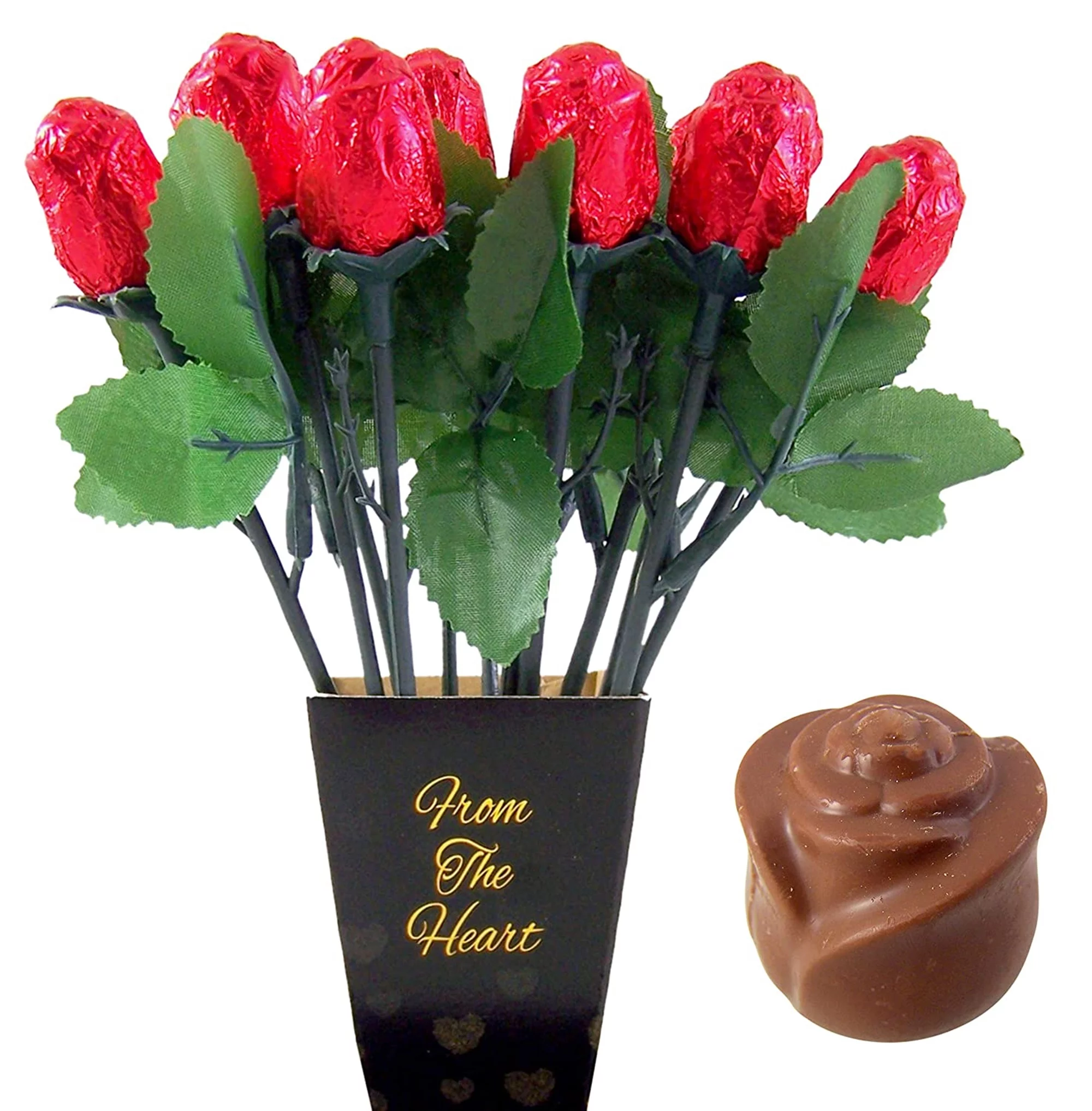 Valentines Day One Dozen Belgian Milk Chocolate Roses in Gift Box