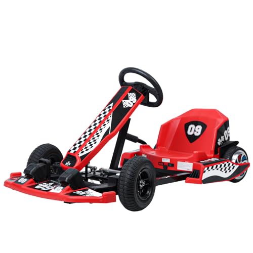 Go Kart for Kids, 36V Electric Go Kart, 350W Kids GoKart, 16MPH 4 Level Adjustable Length DriftKart, Drift/Sports Mode, for Kid Ages 8-12 Shipping from US (Red)