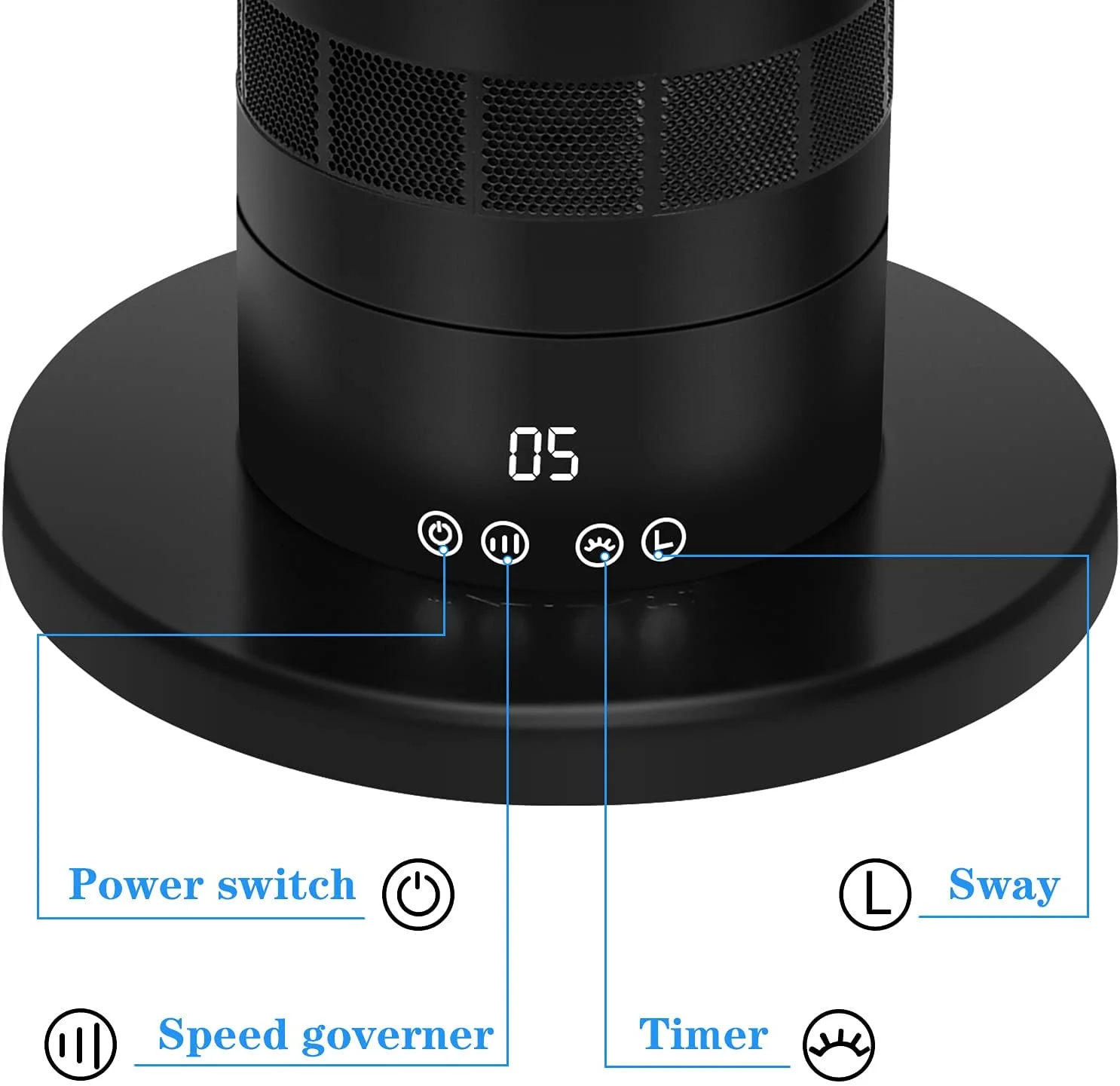 HealSmart Bladeless Tower Fan,10-Hour Timing Closure Bladeless Fan,Low Noise, 39 inches, Black