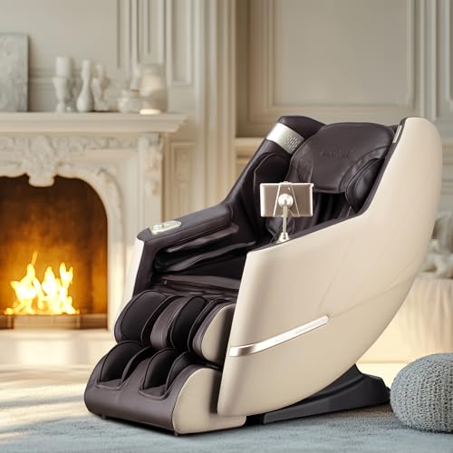 iBooMas Massage Chair, 2025 SL-Track Zero Gravity Shiatu Massage Chairs Full Body Recliner, APP, Touch Screen, Foot Rollers, Airbags, Bluetooth, Body Scan, Thai Stretch(Brown)