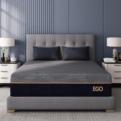 EGOHOME 14 Inch King Size Memory Foam Mattress for Back Pain, Cooling Copper Gel Bed in a Box, Foam Made in USA, CertiPUR-US Certified, Therapeutic Medium Firm, 76x80x14 Black