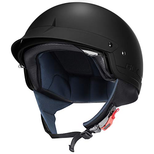 GLX M14 Open Face Motorcycle Helmet - Matte Black, Large - DOT Approved