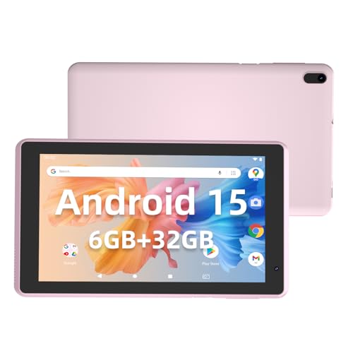 Android 15 Tablet, 7 Inch Tablet, 6GB RAM 32GB ROM/ 1TB Expandable, 5MP Camera, 1.6Ghz Quad-core Processor, 3000mAH Battery Tableta PC, Wi-Fi 6 BT 5.0 7'' Android Laptop