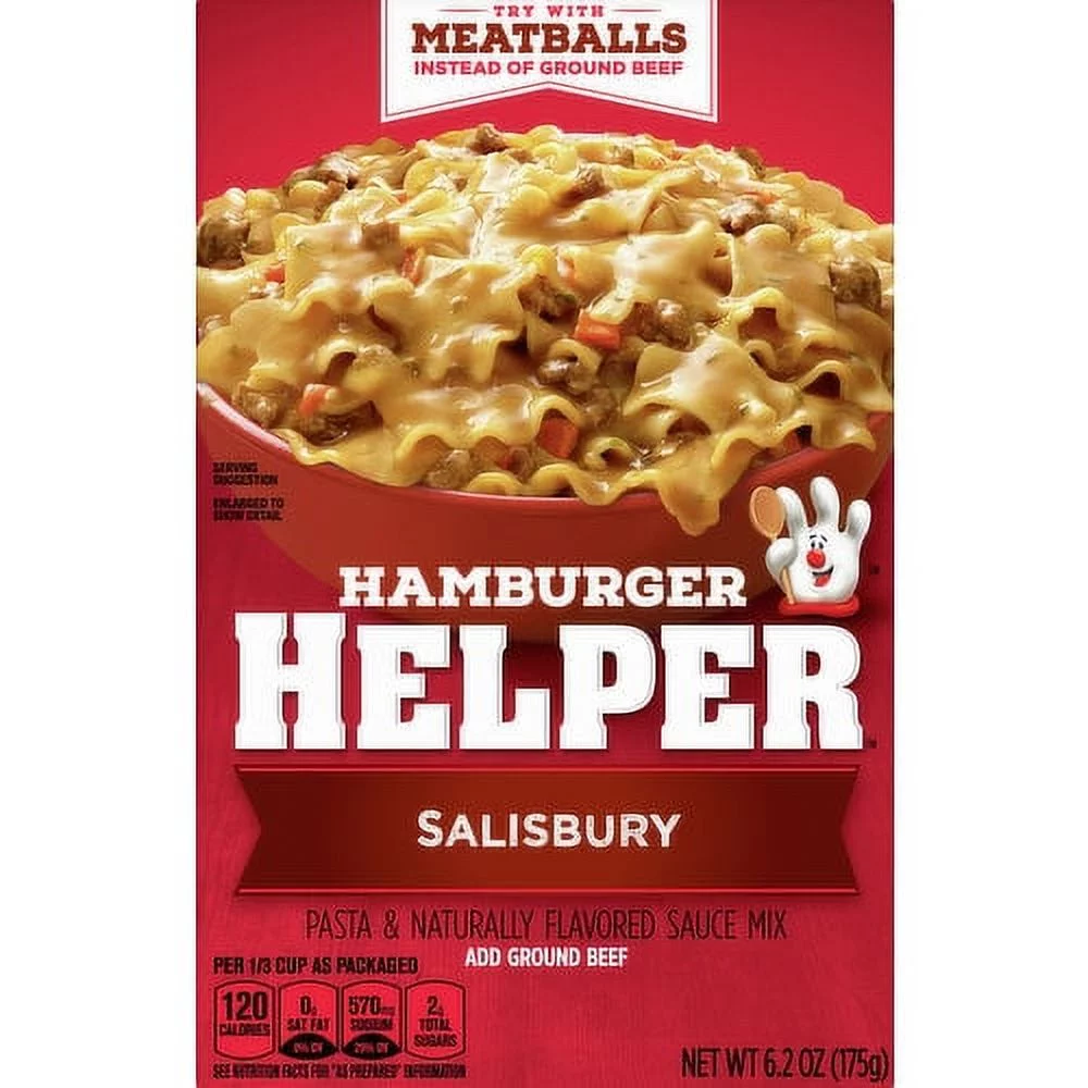 Hamburger Helper Pasta & Sauce Mix, Salisbury, 6.2 oz Box, Quantity of 6