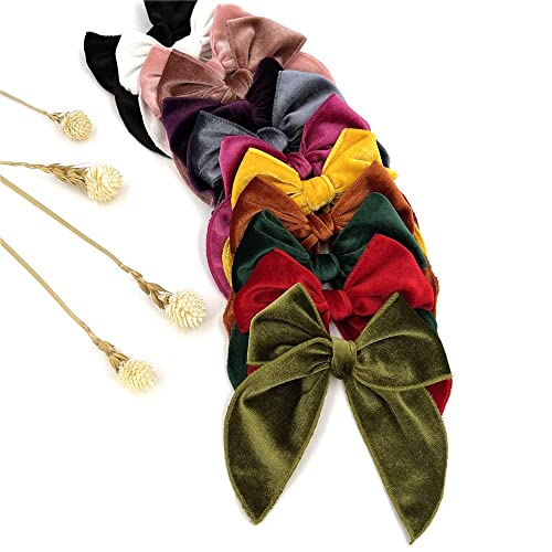 Large Velvet Fable Bow Hair Clips Barrettes for Baby Girl Velvet Hair Bows Alligator Clip for Little Girls Toddler Kids Teens Women (Large 12 PCS)