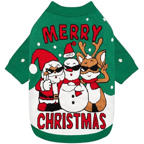 Dog Christmas Sweater Funny Dog Christmas Outfit Soft Warm Turtleneck Knitted Pet Clothes Cold Weather Puppy Clothes for Small Medium Dogs Cats