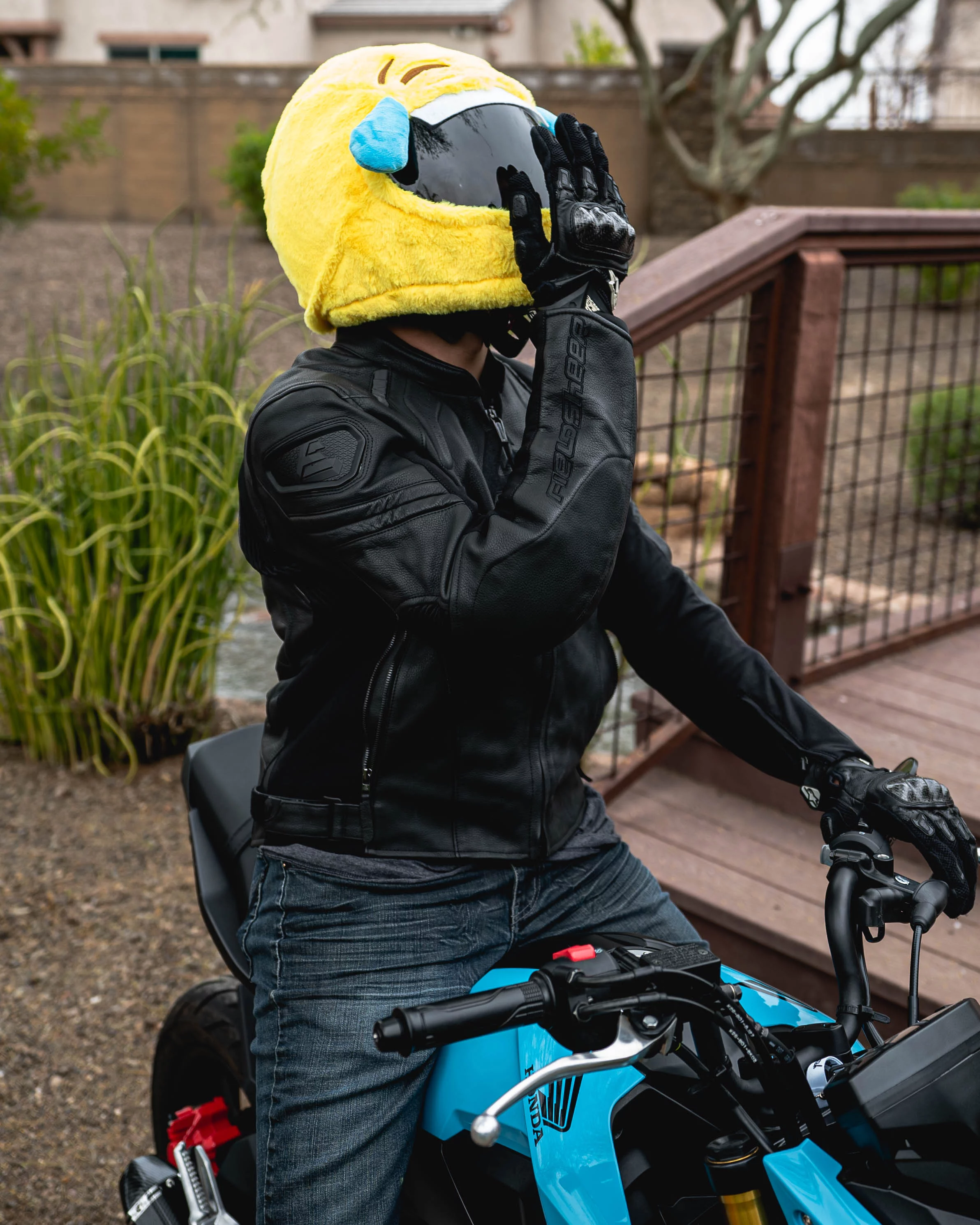 Laughing Emoji Motorcycle Helmet Cover Sleeve, Funny Yellow Full Face for Adults by Carbon Moto Gear D.I.L.L.I.G.A.F. Line