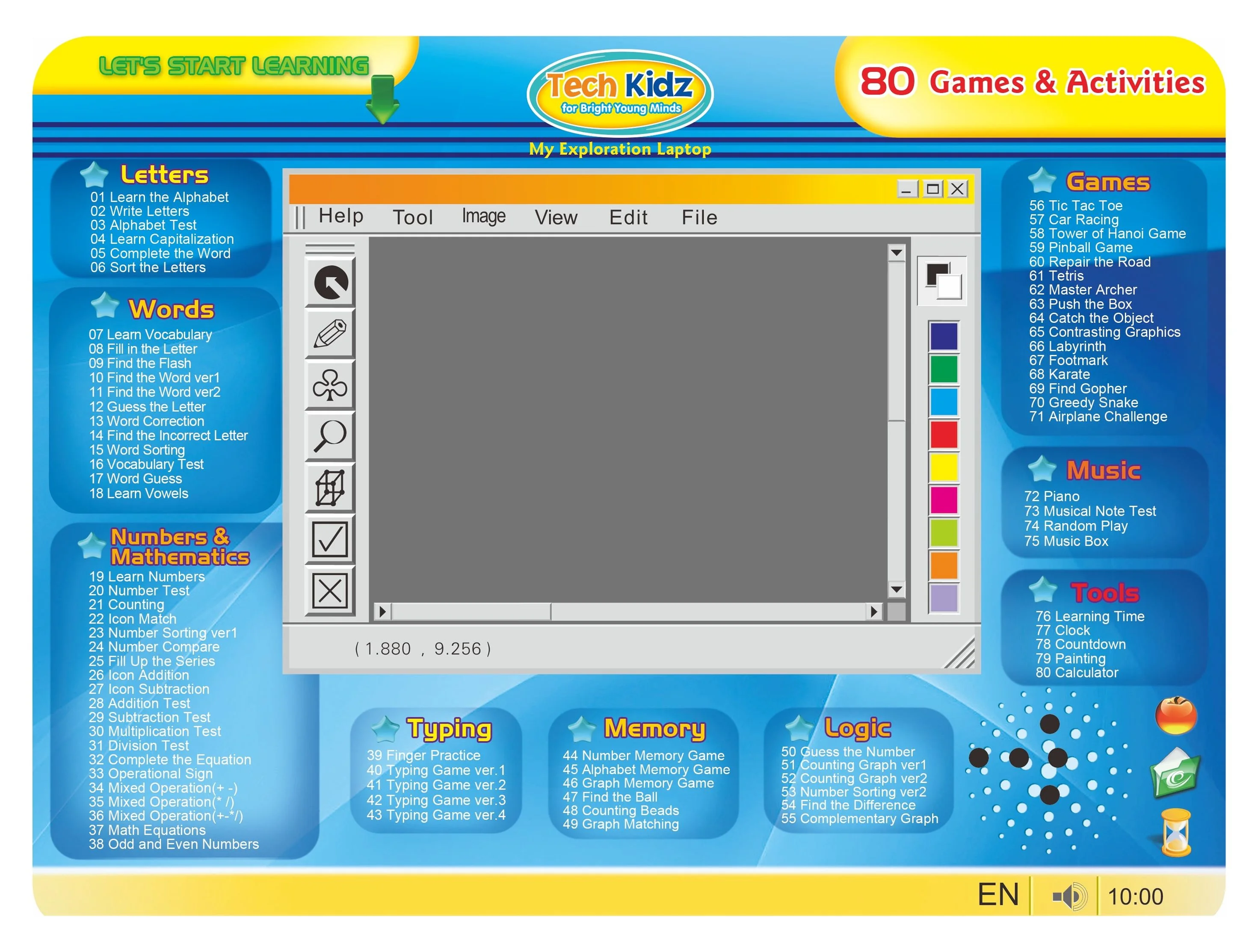 Tech Kidz My Exploration Toy Computer Children’s Educational Interactive Laptop, 80 Challenging Games and Activities, LCD Screen, Keyboard and Mouse Included ( Blue ), Ages 5+