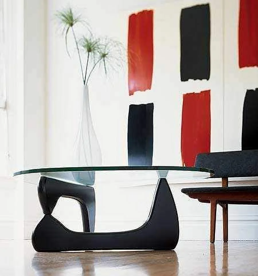 Modern Triangle Coffee Table Feet Only  2 Pieces Interlocking Solid Ash Wood Base  Scratch Resistant & Durability. Fit for Living Room  Leisure Area  Coffee House etc. (Black)