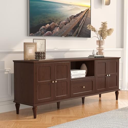 ARTPOWER 67'' Mid-Century Modern TV Stand with Storage Drawer and Doors, Long TV Stand with Adjustable Shelves for 75 Inch TV for Living Room, Bedroom, Green