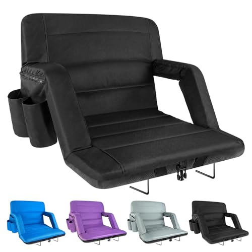 Stadium Seats with Back Support 2 Pack Wide, Exclusive Bleacher Chairs with Back and Cushion Folding Stadium Chairs, 6 Reclining Positions Waterproof Bleacher Seats (Wide|22.5