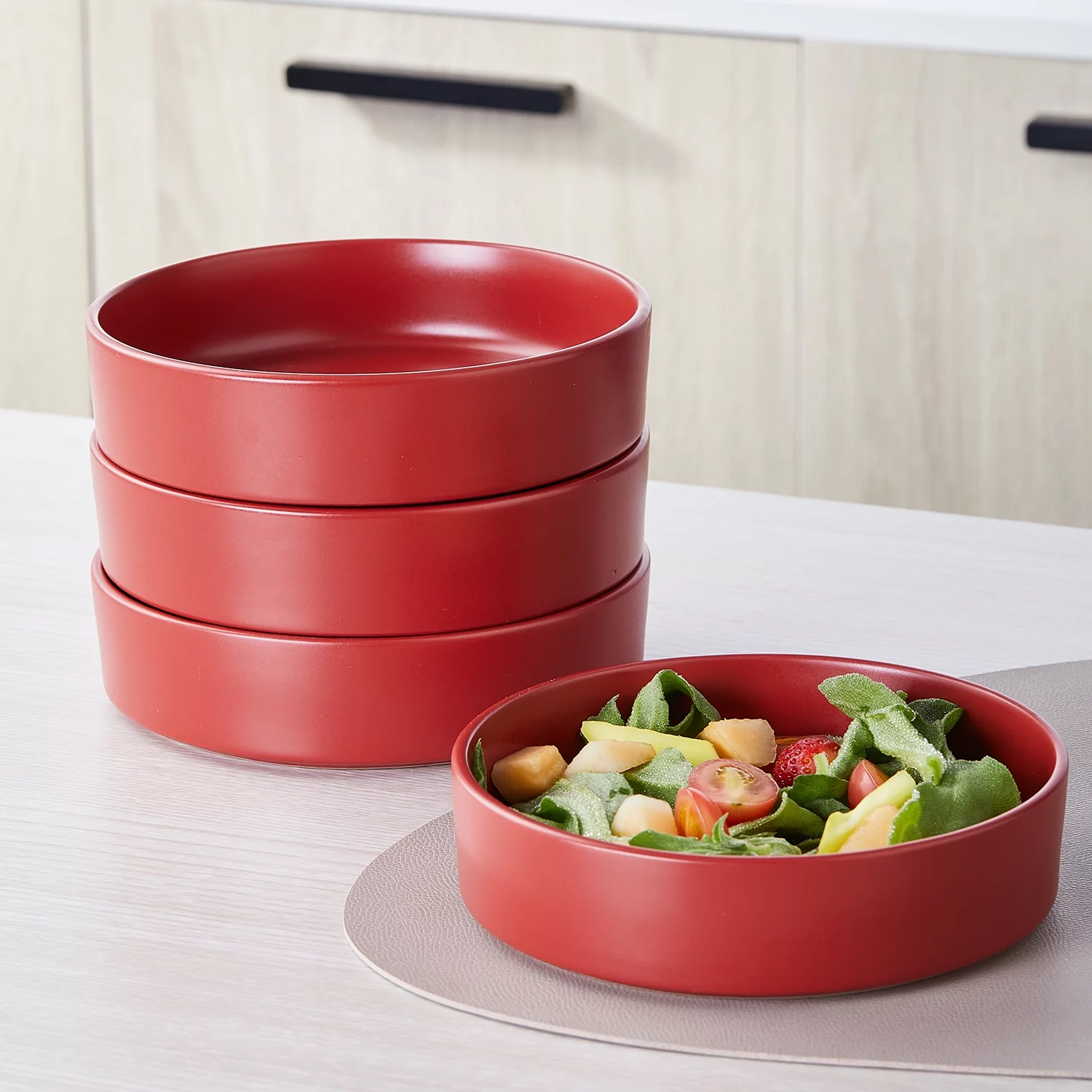 Stone Lain Cleo 32-Piece Dinnerware Set Stoneware, Red