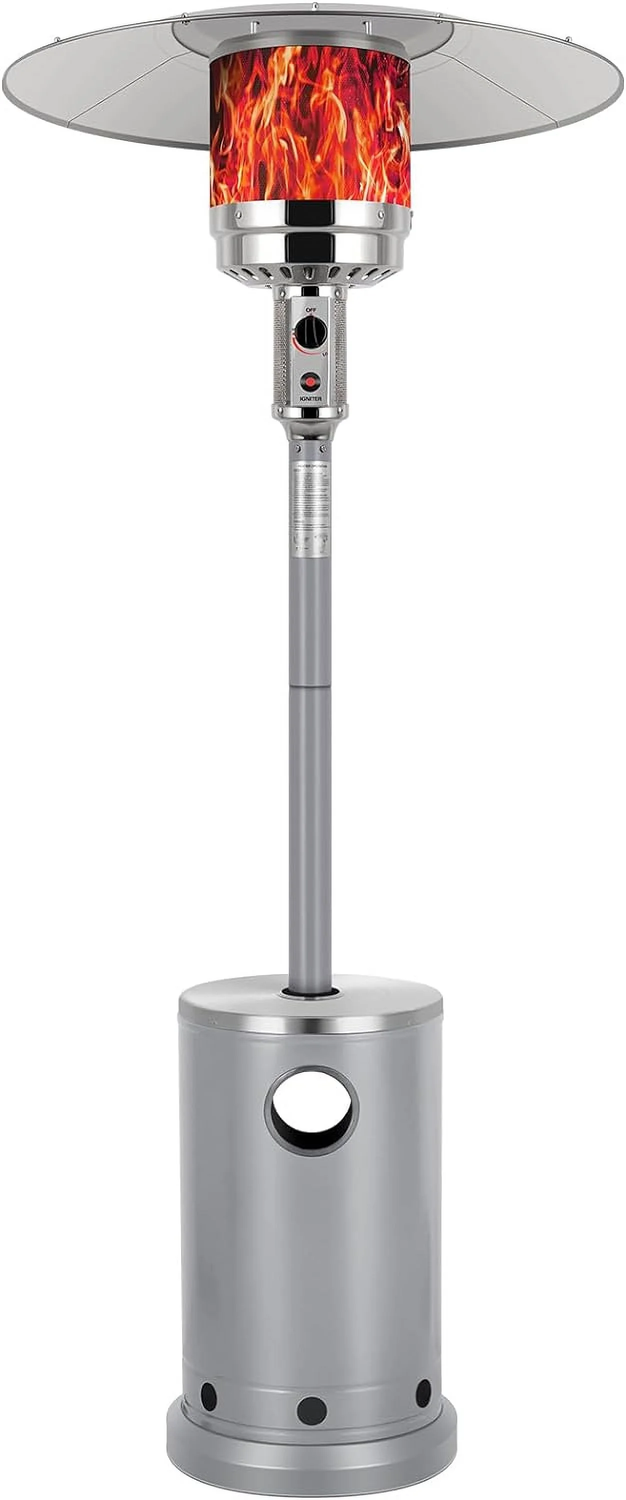 Hykolity 50,000 BTU Outdoor Propane Gas Heater, Auto Shut-off Tilt Valve, Silver, Model WHC-0213