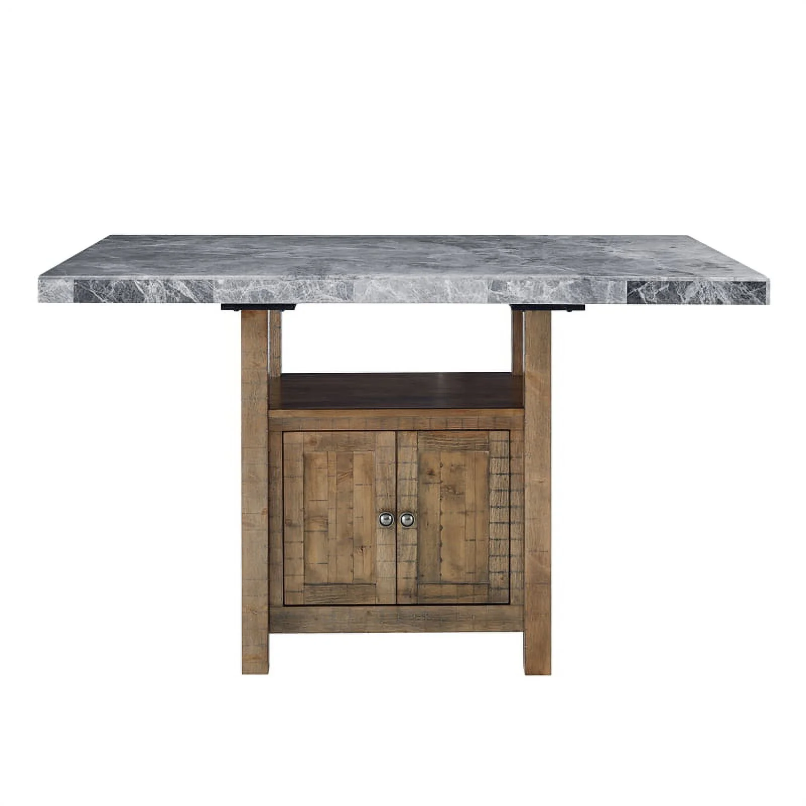 Bowery Hill Transitional Marble Counter Table in Gray Finish