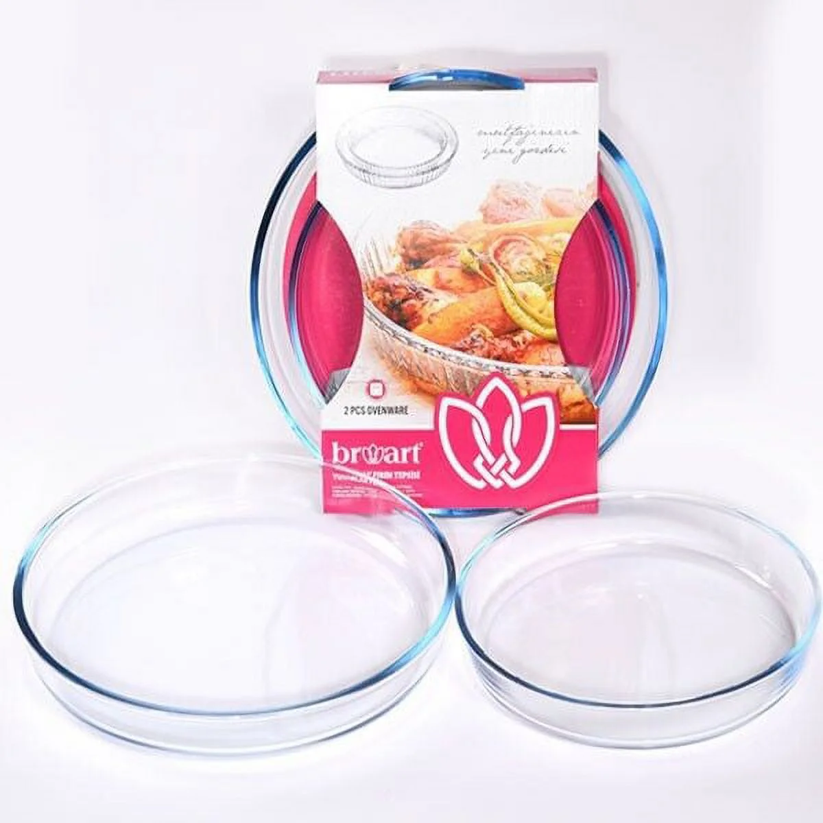 Nily Glass-Set of 2 Large Oven Safe Round Glass Baking Dish(2.1 and 2.9 Quarts)