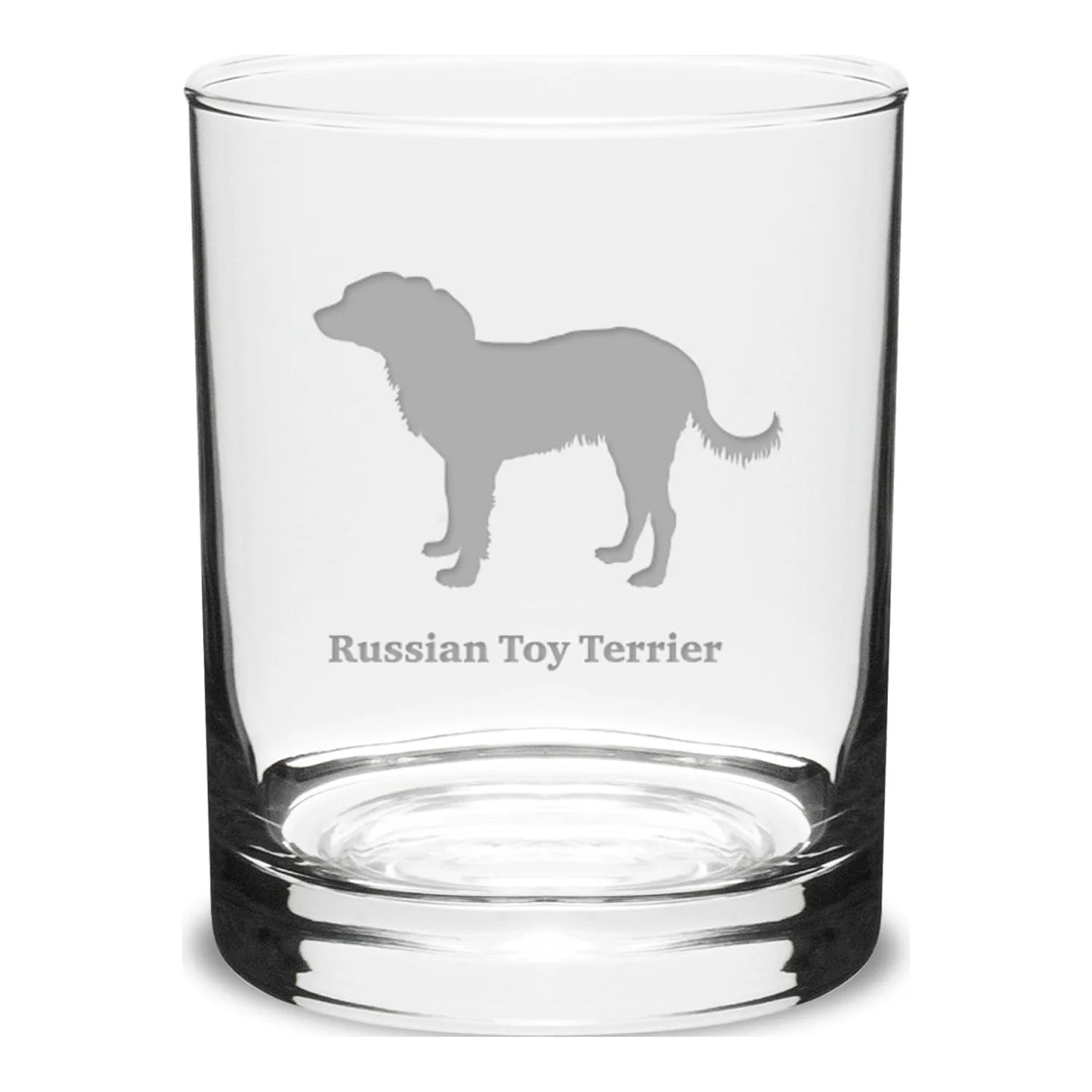 Russian Toy Terrier Deep Etched 14 oz Classic Double Old Fashion Glass