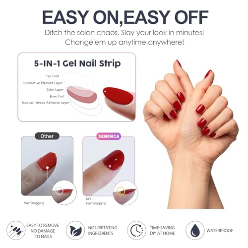 Semi Cured Gel Nail Strips-Easy Apply Christmas Gel Nail Stickers Holiday Semi Cured Manicure Strips with Sparkling Xmas Designs (Classic Yule)