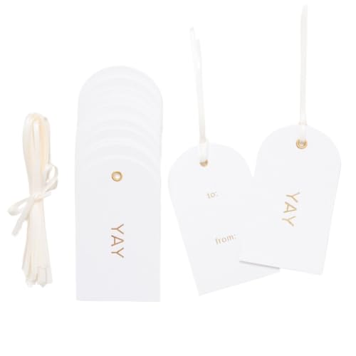 Christmas Gift Tags, Premium Round Letterpress Holiday Tags with Gold Foil, “Merry,” “to,” and “with Love,” Set of 25 with Satin Ribbon by Merry Market