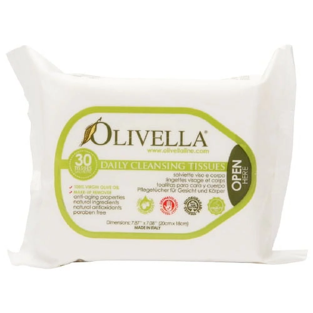Olivella Olive Oil Daily Facial Cleansing Tissues - 30 Ea, 6 Pack
