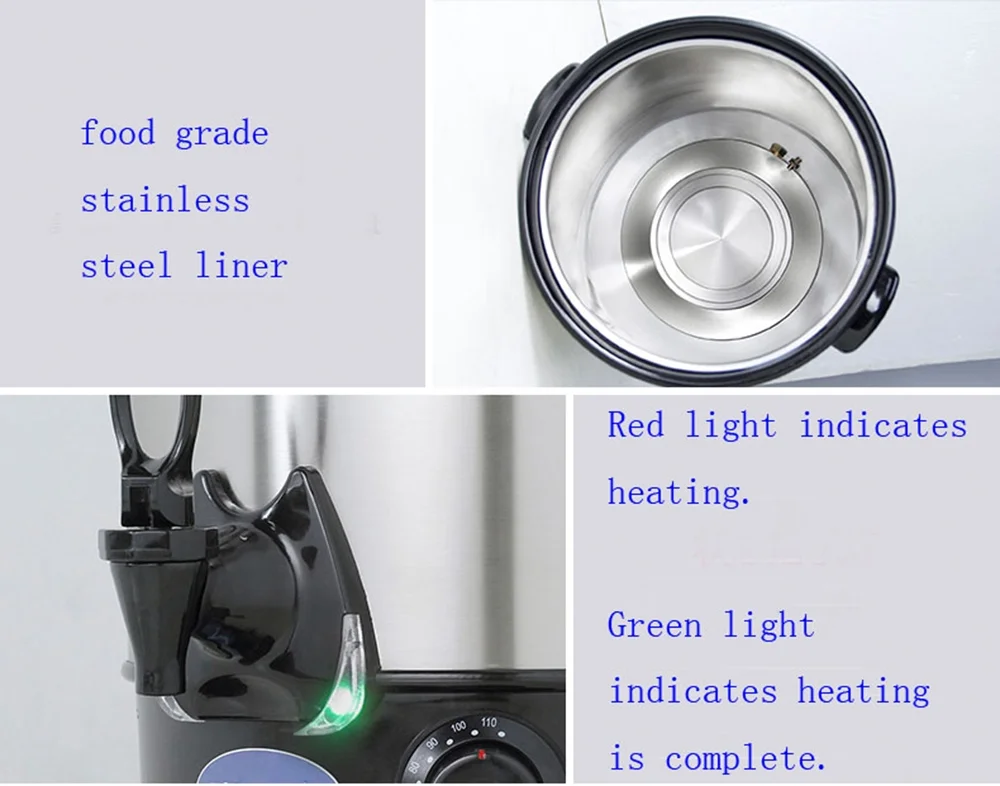 TECHTONGDA Hot Water Dispenser Office Home Stainless Steel Heater Kettle Silver 12.9L