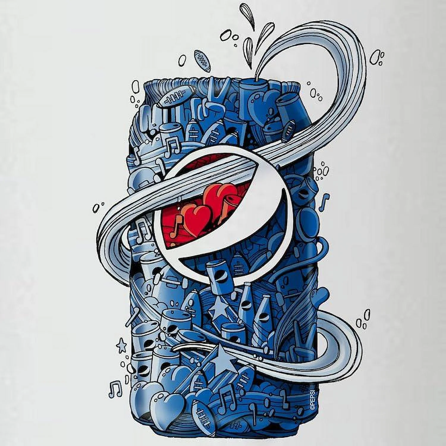 Pepsi Can Doodle Pin Glass, 16 Oz. Drinking Glass