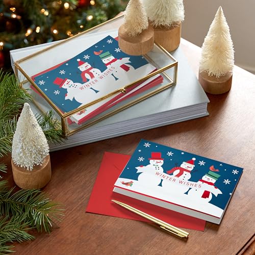 Hallmark Boxed Christmas Cards, Winter Wishes Snowmen (40 Cards and 40 Envelopes)