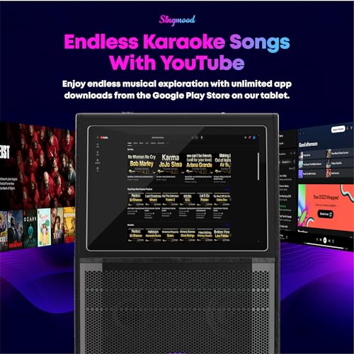 Karaoke Machine for Adults, with Lyrics Display, Smart Portable Big Bluetooth Speaker 2 Wireless Microphones, Professional Karaoke System 1000W Peak Power Big Bluetooth DJ Light