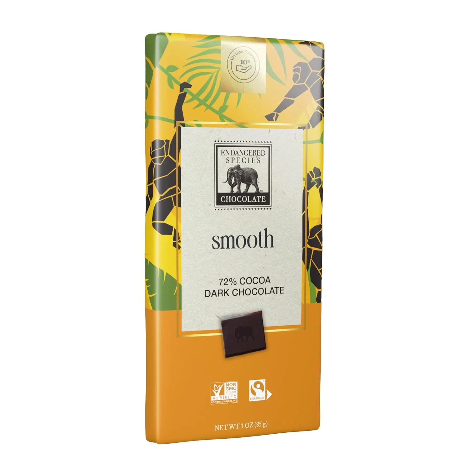 Endangered Species Dark Chocolate 72% Cocoa Bar Vegan Gluten Free 3 oz Pack of 3