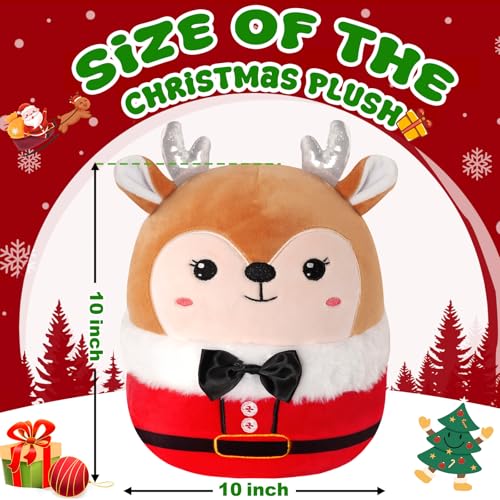 Christmas Stuffed Animals Plush Toys - 10 Inch Soft and Hugging Deer Stuffed Animal Plushes for Kids, Girls & Boys - Ideal 2025 Collectible Toys Holiday Home Decorations