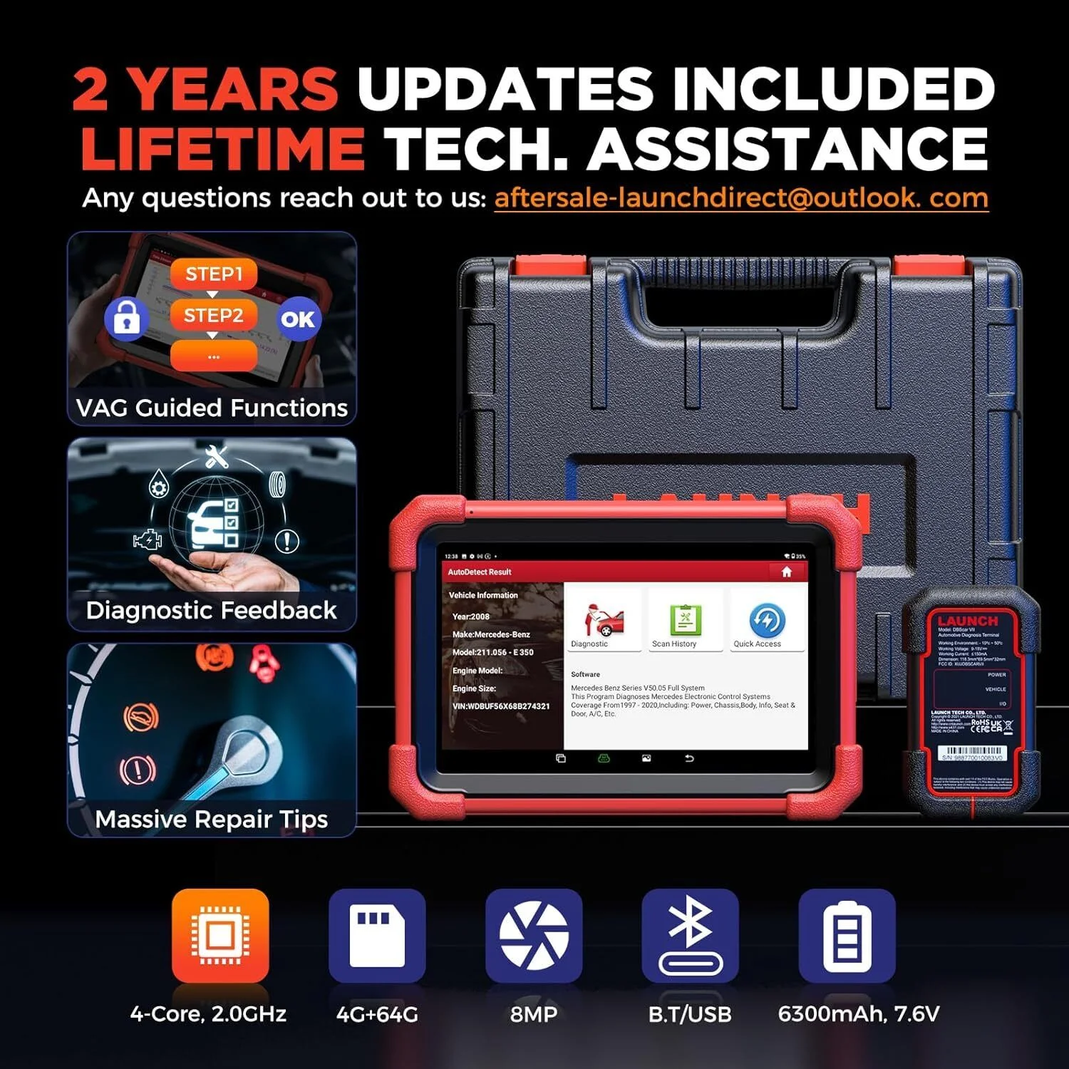 LAUNCH X431 CRP919X BT Elite Car Diagnostic OBD2 Scanner, All System Scan with DBScar VII  ECU Coding 31+ Services CANFD DoIP, IMMO 2 Years Free Update