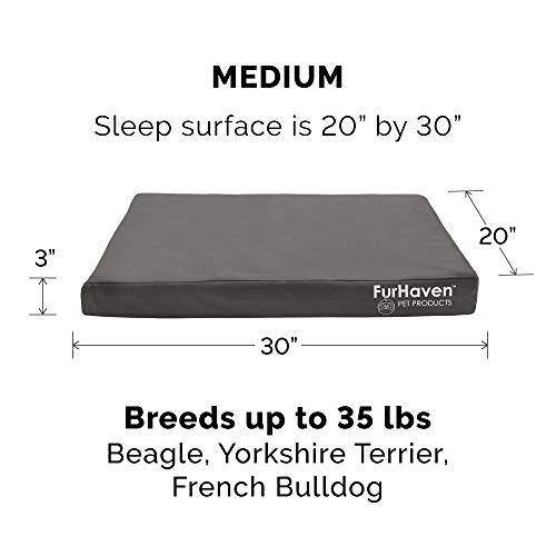 Furhaven Water-Resistant Orthopedic Dog Bed for Large/Medium Dogs w/ Removable Washable Cover, For Dogs Up to 55 lbs - Indoor/Outdoor Logo Print Oxford Polycanvas Mattress - Forest, Large