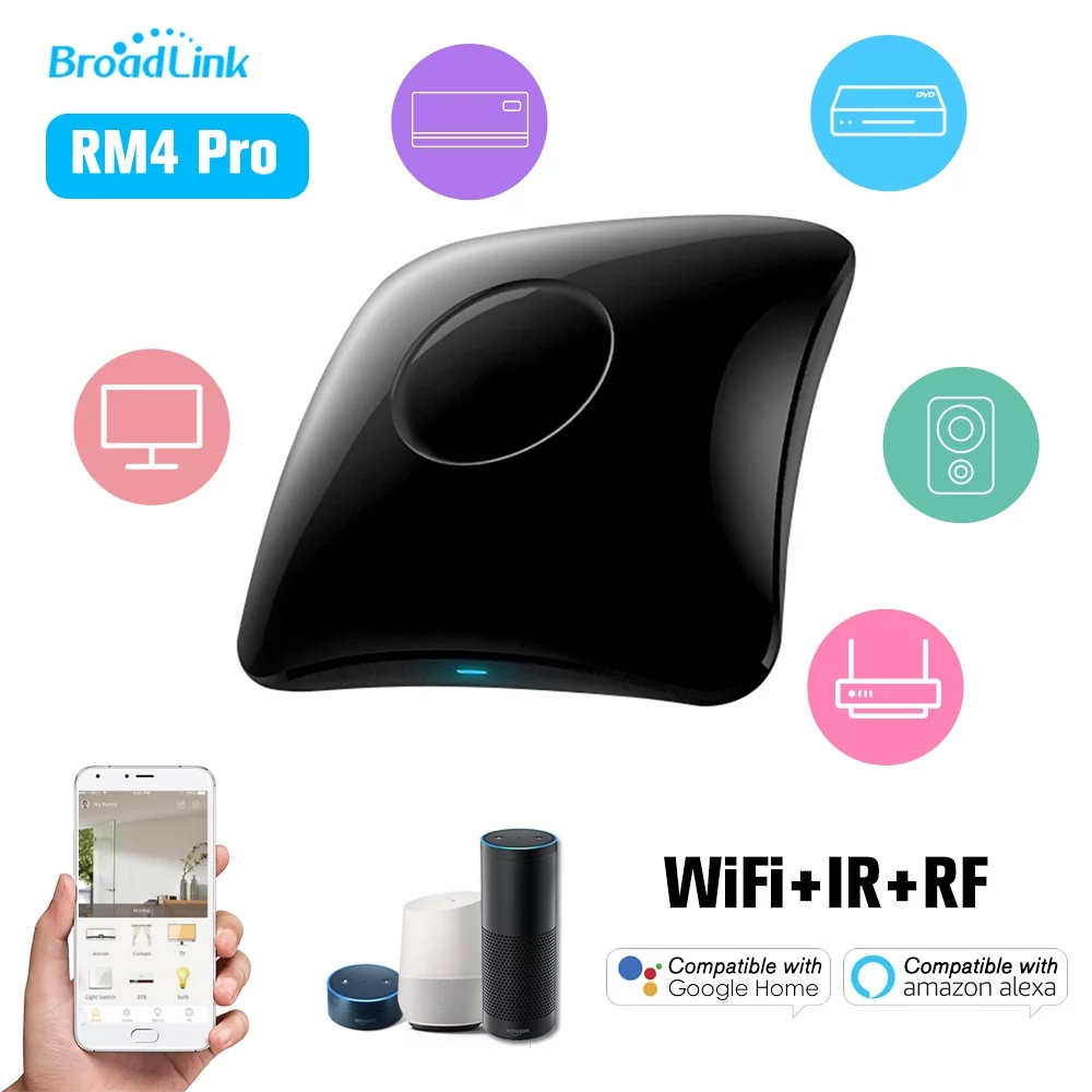 BroadLink RM4 Pro WiFi Smart Home Automation Universal Remote Controller WiFi+IR+RF Switch App Control Timer Compatible with  Smart Home Automation