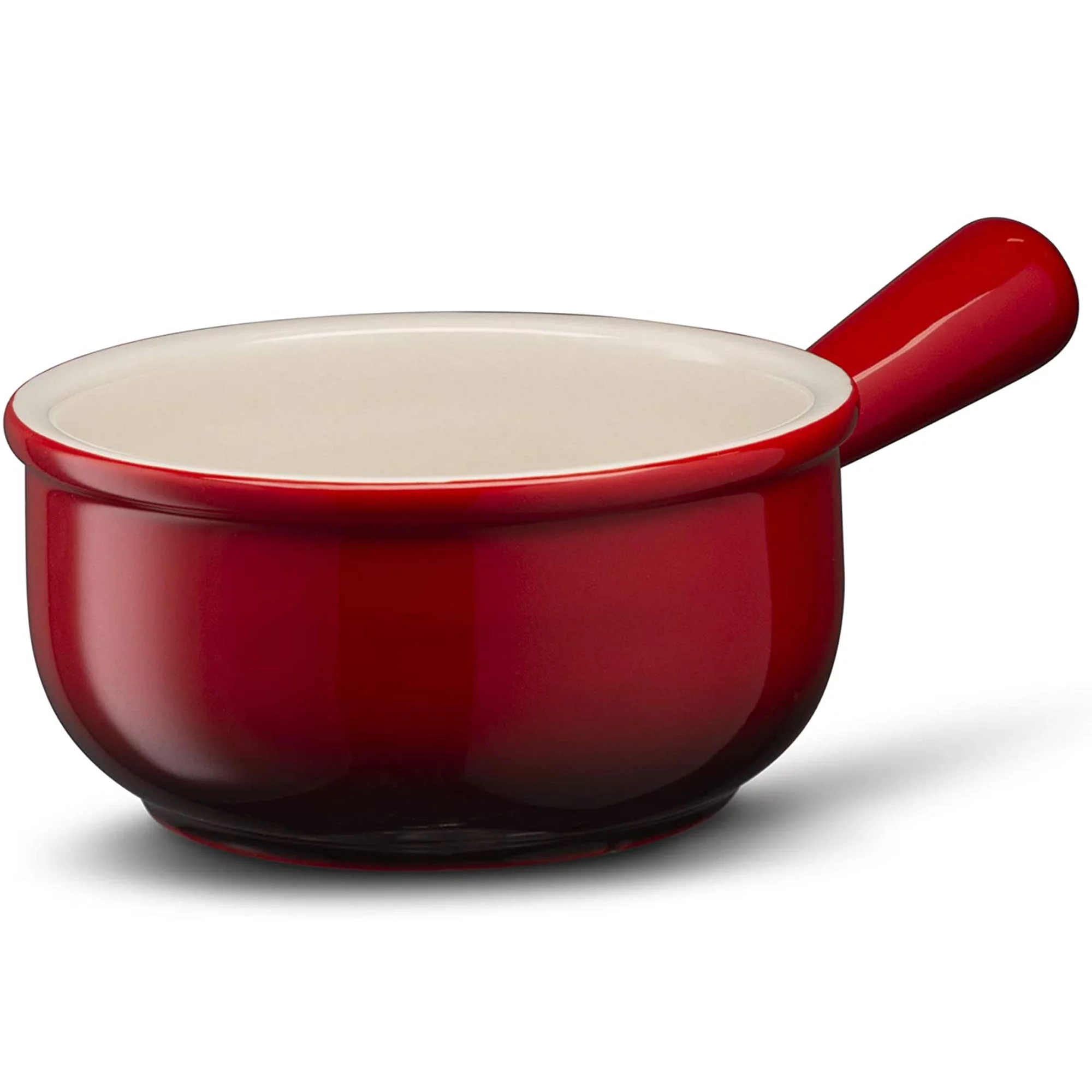 Kook French Onion Soup Crock Ceramic Bowls 4-Piece Stoneware Kitchen Set, Red Ombre