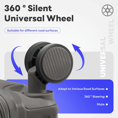 Carry-on with Cup Holder & USB Port Carry on Luggage Durable Luggage Suitcase Lightweight Hardside Luggage with TSA lock & Phone Holder 360° double spinner Wheels (White=20Inch, Small)