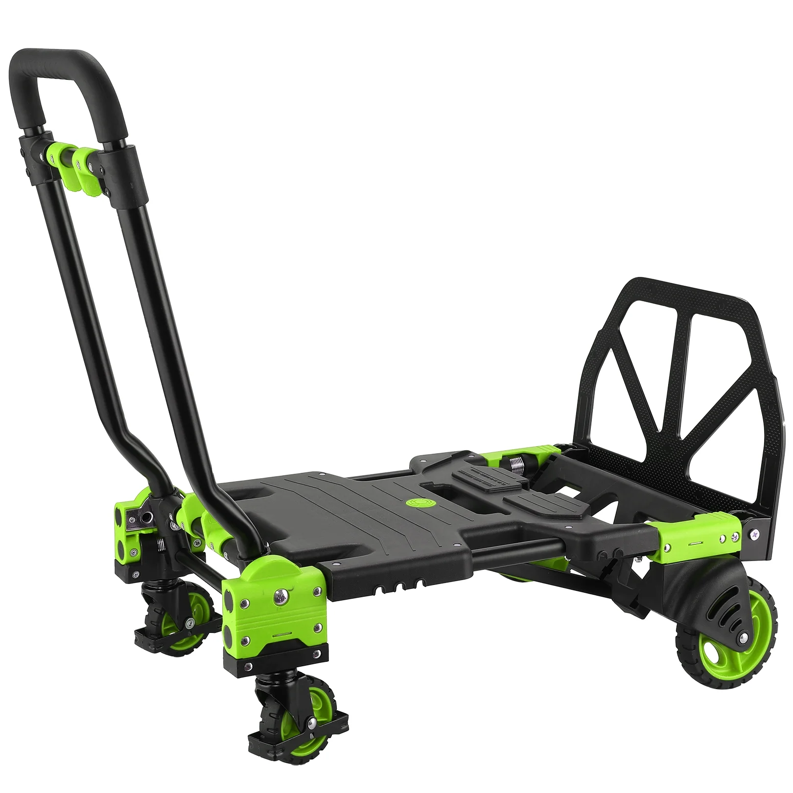 Qhomic 330 lb Folding Hand Truck, Portable Cart Combining Four and Two Wheels, Multi-Purpose Folding Dolly Cart with Retractable Handle for Home Improvement Kitchen Grocery Cart, Green