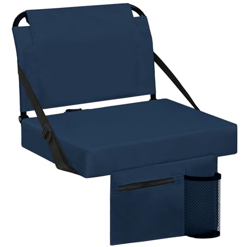 Stadium Seat for Bleachers with Back Support and Wide Padded Cushion Stadium Chair - Includes Shoulder Strap and Cup Holder