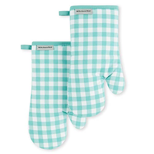 KitchenAid Gingham Oven Mitt 2-Pack Set, Passion Red, 7