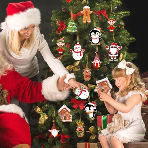 VABAMNA 36 Pack Christmas Ornament Crafts for Kids - Make Your Own Ornament Kit with Christmas Craft Stickers, Ornament Making Kit for Kids Holiday Xmas Classroom Party Favors