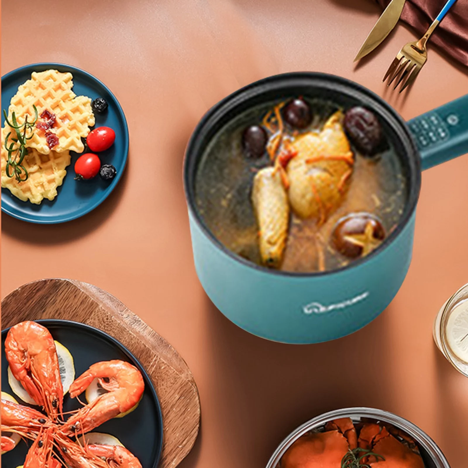 Hesxuno Multifunctional Electric Frying Pan Electric Heating Pot Cooking Rice Mini Electric Pot Non-Stick Pan