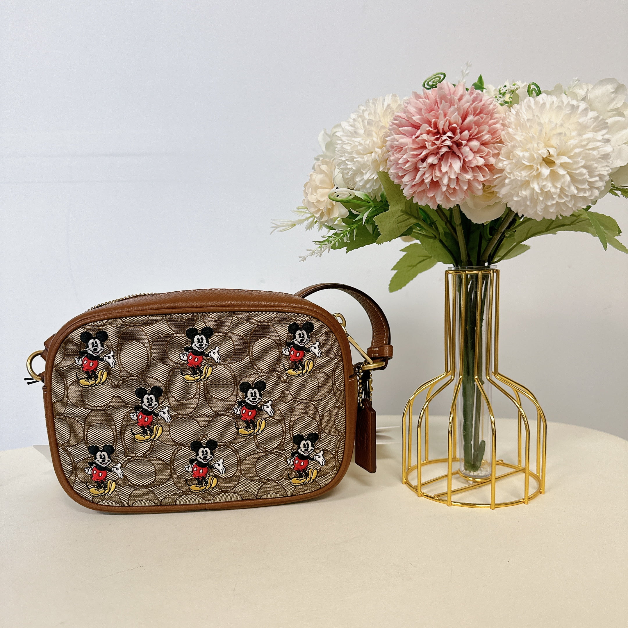 Coach CN034 Disney Mini Jamie Camera Bag in Signature Jacquard Mickey Mouse IN Khaki Multi