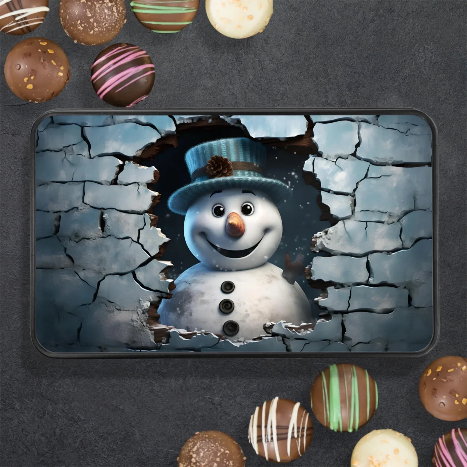 Christmas Snowman Chocolate Truffles Keepsake Tin, Chocolate Gift Box